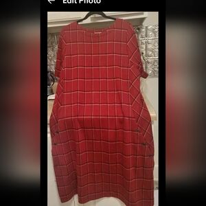 J. Jill Ponte Women Rust Burnt Orange Plaid Short Sleeve